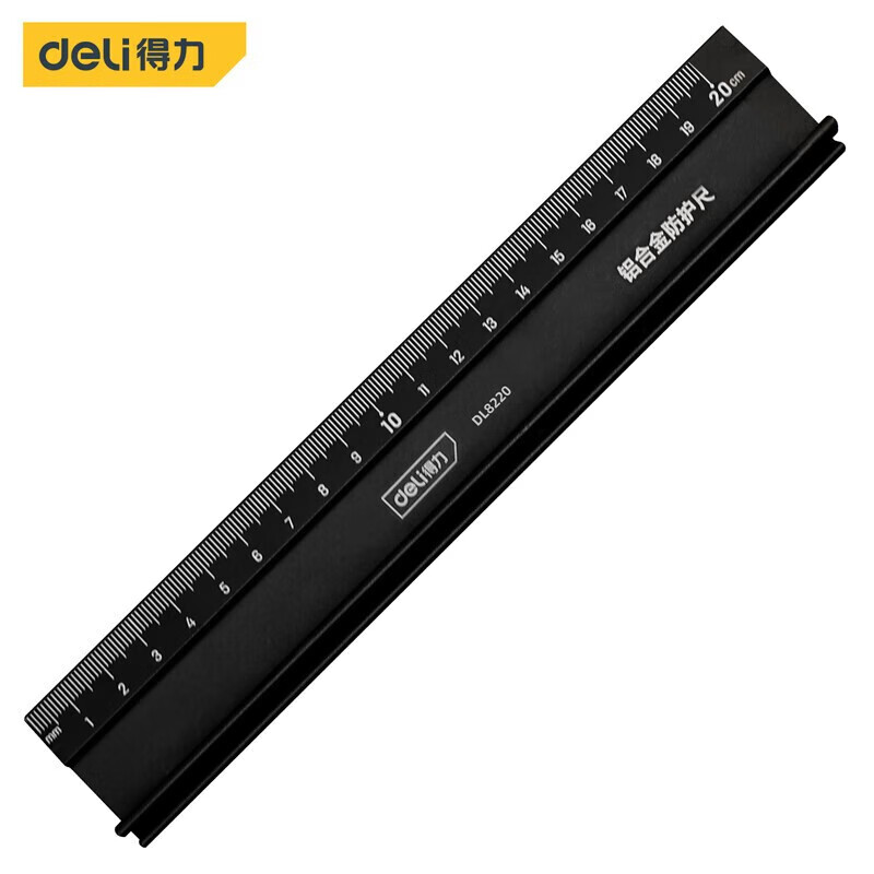 得力（deli） 防护尺钢直尺刻度尺铝合金公制防滑尺