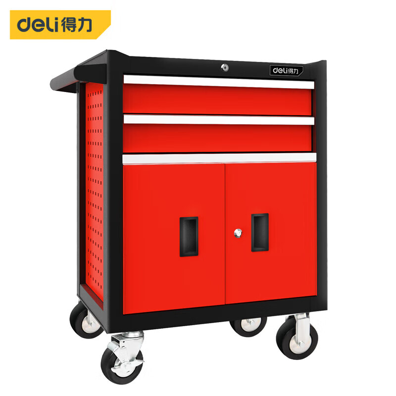 得力（deli） 两抽屉带门工具车
