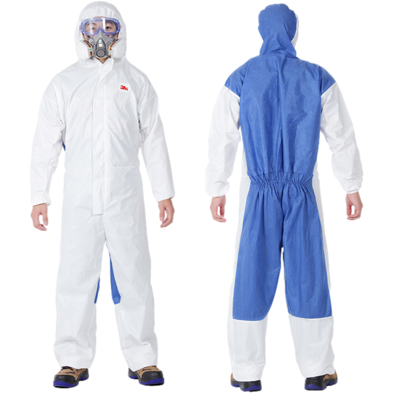 3M 白色带帽连体防护服透气背部M