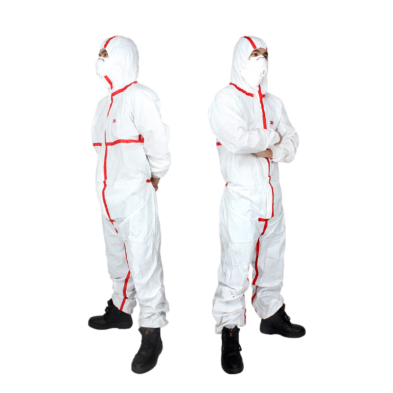 3M 4565白色带帽红色胶条防护服 XXL