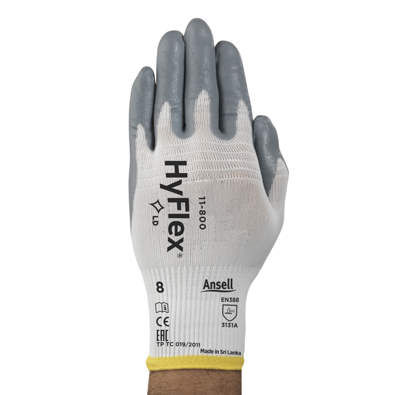 安思尔 HyFlex 手掌丁腈涂层耐磨透气劳保手套 11800