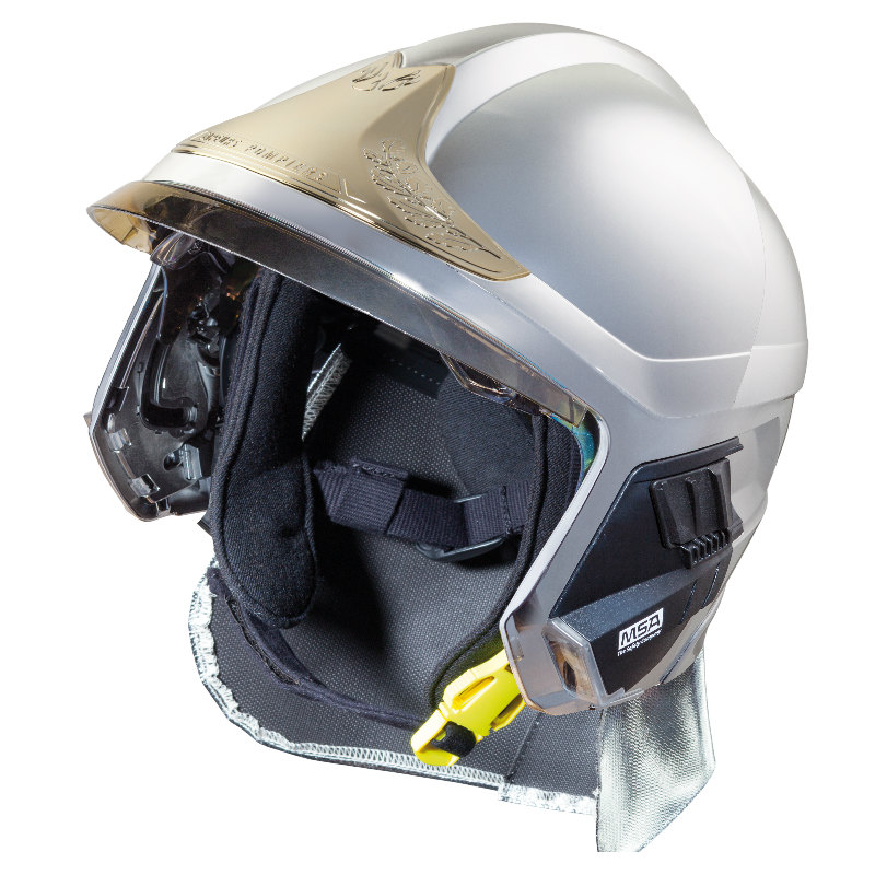 梅思安（MSA） 消防头盔 F1XF 中号 镍色 带照明和支架 10166684