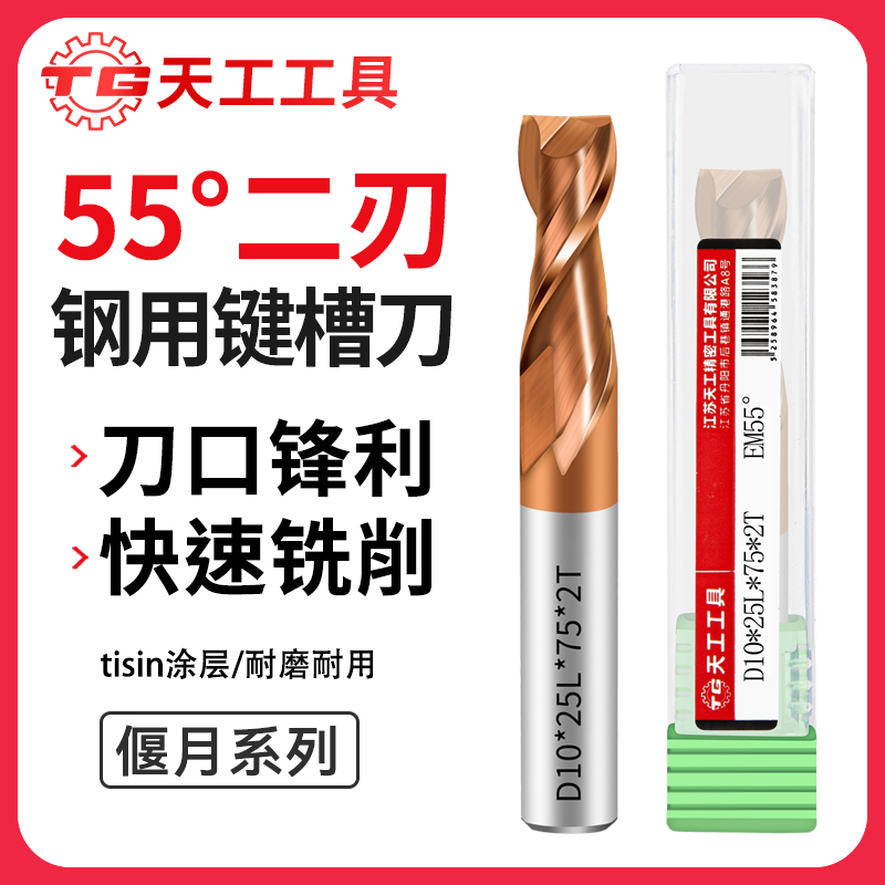 天工工具 55度二刃硬质合金铣刀加长钨钢键槽刀CNC数控不锈钢用立铣刀
