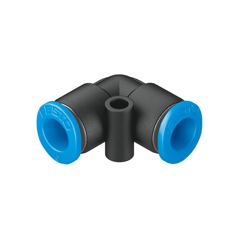 费斯托（FESTO） L型快插接头 QSML-6H-4 黄铜镀镍+塑料接头 快插接口6mm-快插接口4mm