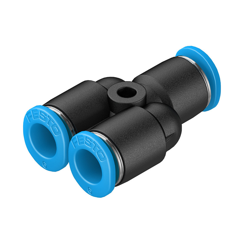 费斯托（FESTO） Y型快插接头 QSMY-6 黄铜镀镍+塑料接头 快插6mm-快插6mm-快插6mm