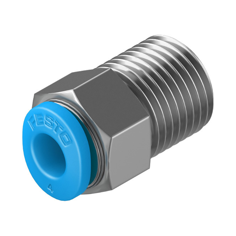 费斯托（FESTO） 快插接头 QSM-1/8-4 黄铜镀镍+塑料接头 快插接口4mm 外螺纹R1/8