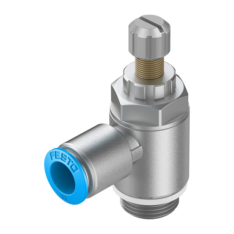 费斯托（FESTO） 单向节流阀(D型)  GRLA-1/4-QS-10-RS-D 弯型 快插接口10mm 外螺纹G1/4