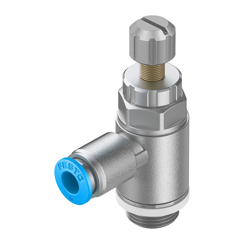 费斯托（FESTO） 单向节流阀(D型)  GRLA-1/4-QS-8-RS-D 弯型 快插接口8mm 外螺纹G1/4