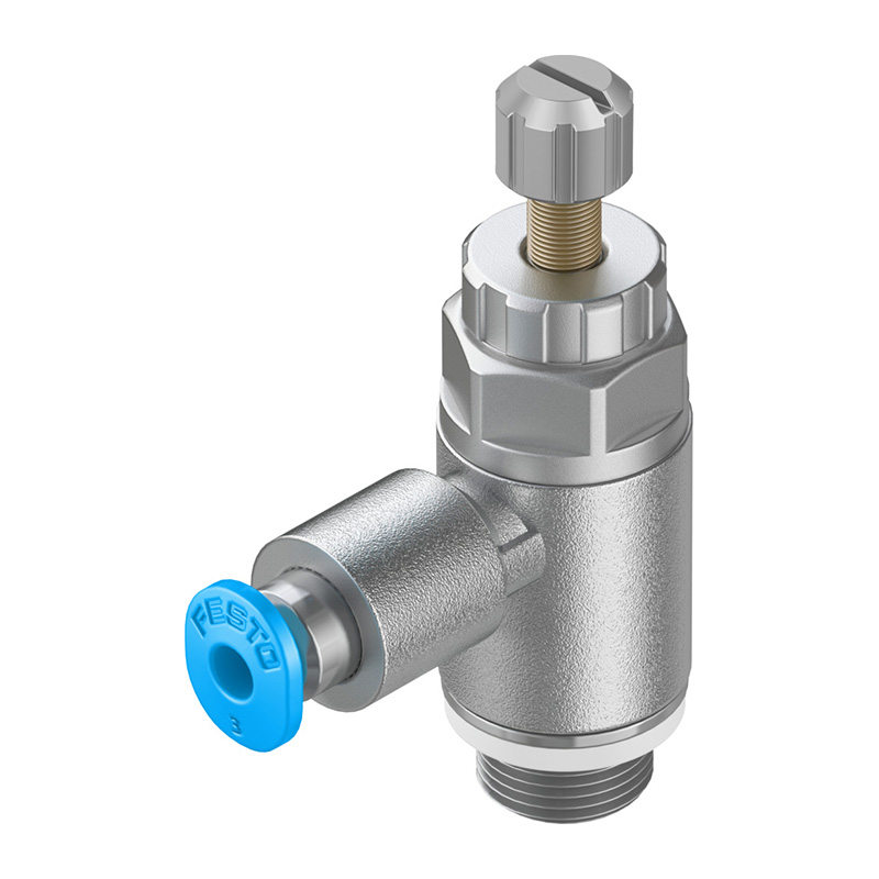 费斯托（FESTO） 单向节流阀(D型)  GRLA-1/8-QS-3-RS-D 弯型 快插接口3mm 外螺纹G1/8