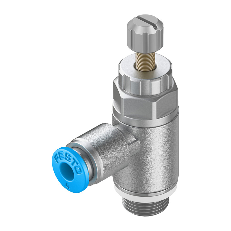费斯托（FESTO） 单向节流阀(D型)  GRLA-1/8-QS-4-RS-D 弯型 快插接口4mm 外螺纹G1/8