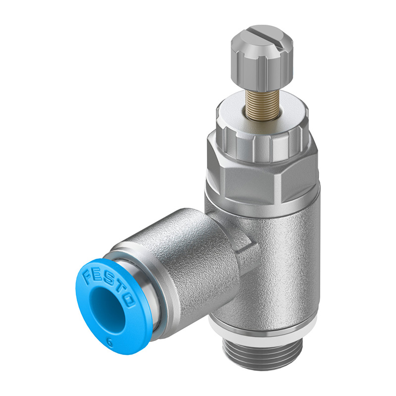 费斯托（FESTO） 单向节流阀(D型)  GRLA-1/8-QS-6-RS-D 弯型 快插接口6mm 外螺纹G1/8