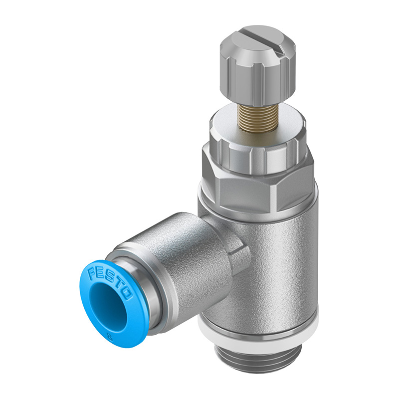费斯托（FESTO） 单向节流阀(D型)  GRLA-3/8-QS-8-RS-D 弯型 快插接口8mm 外螺纹G3/8