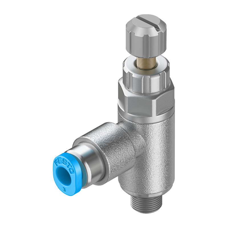费斯托（FESTO） 单向节流阀(D型)  GRLA-M5-QS-4-RS-D 弯型 快插接口4mm 外螺纹M5