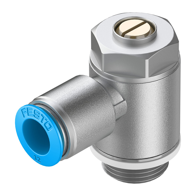 费斯托（FESTO） 单向节流阀(D型)  GRLA-1/2-QS-12-D 弯型 快插接口12mm 外螺纹G1/2