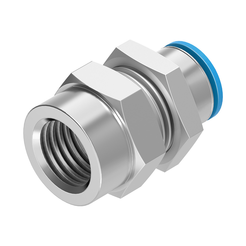 费斯托（FESTO） 螺纹穿板接头 QSSF-1/4-8-B 黄铜镀镍+塑料接头 快插接口8mm-内螺纹G1/4